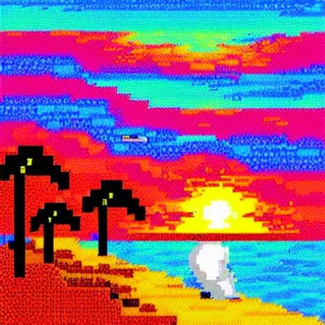 Beach Sunset Pixelart Art Of Lauretta Jones Stable Diffusion Openart