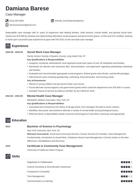 Case Manager Resume Samples Objective Job Description