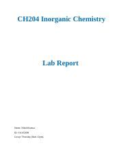 Ch Lab Docx Ch Inorganic Chemistry Lab Report Name Nilesh