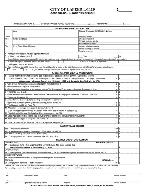 Mi L City Of Lapeer Fill Out Tax Template Online