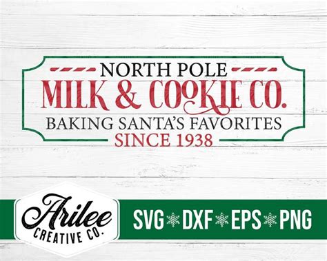 North Pole Milk And Cookie Co SVG Christmas Bakery SVG Etsy Cookie