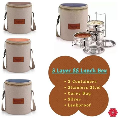 Insulated Stainless Steel Lunch Box With Bag Tif At Rs Piece In