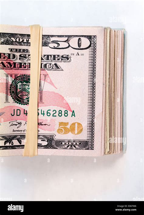 Folded Wad Fifty Dollar Bills American Money Cash Tender Stock Photo