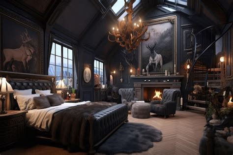 Premium AI Image | The master bedroom of a mansion with chandeliers and ...