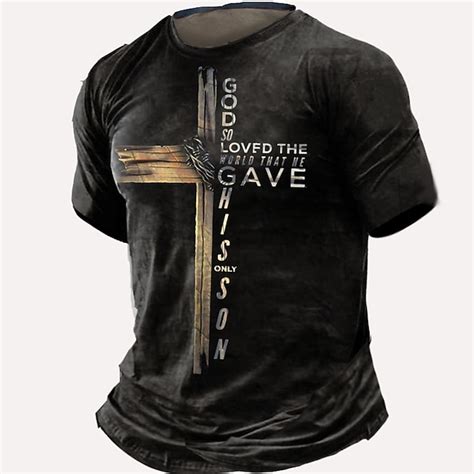 Hombre Camiseta Tee Cuello Barco Graphic Cruz Ropa Impresión 3D