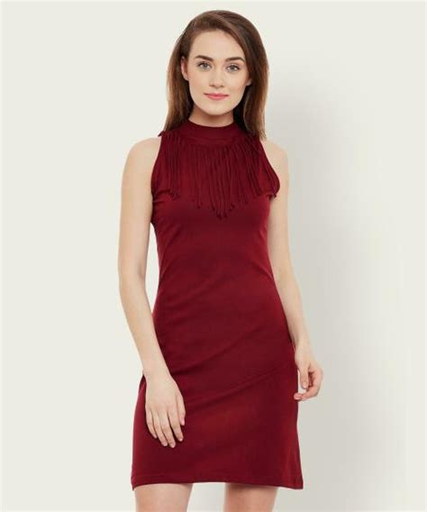 Buy Miss Chase Women Maroon Solid Cotton Single Dress Online At Best Prices In India Jiomart