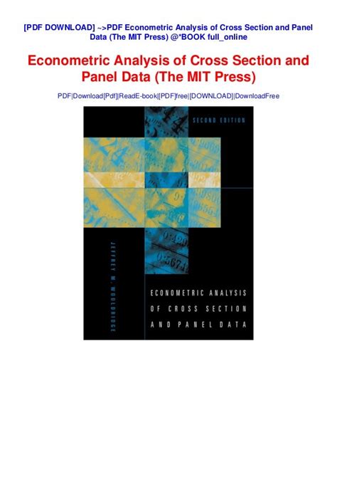 ~ Pdf Econometric Analysis Of Cross Section And Panel Data The Mit