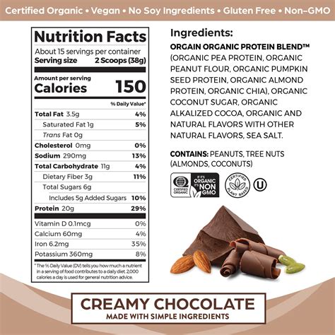 Buy Orgain Simple Organic Vegan Protein Powder Chocolate G Of