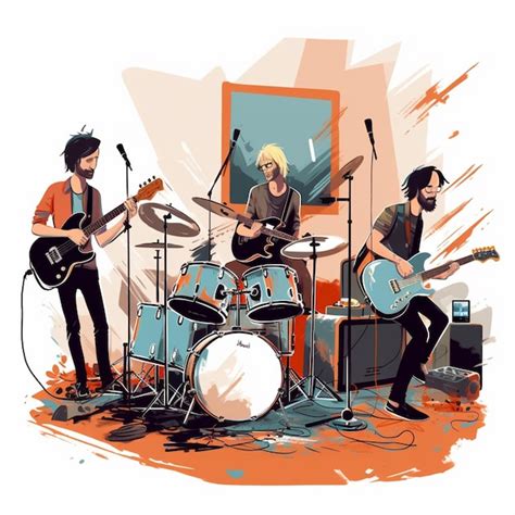 Premium AI Image | A drawing of a band playing music and a man playing guitar.