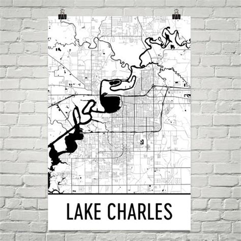 Lake Charles Map Lake Charles Art Lake Charles Print Lake - Etsy