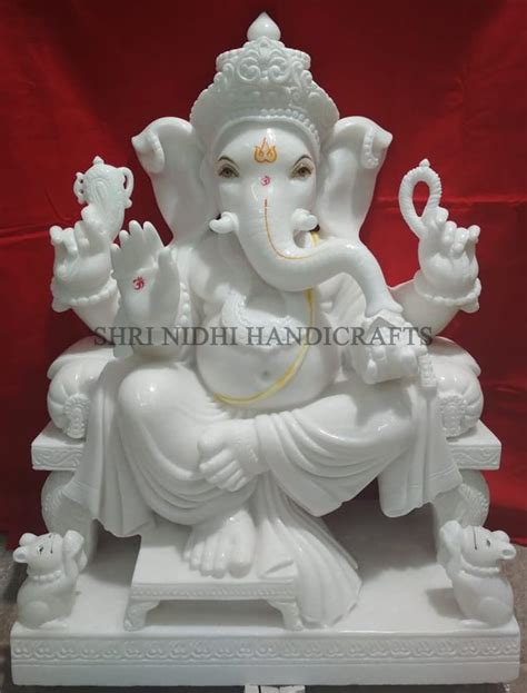 White Marble Ganesh Statue Packaging Type Wooden Box At Rs In