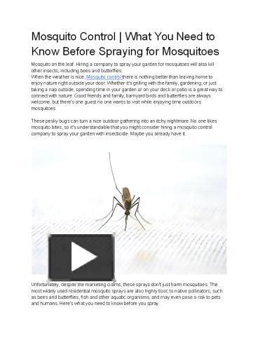 Ppt Mosquito Control What You Need To Know Before Spraying For