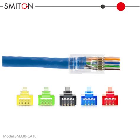 Ez Rj45 Utp Cat 6 Modular Plug 8p8c Ethernet Plug Pass Through Connector Rj45 Connector And Ez