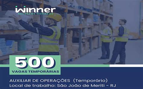 Winner RH Oferece 500 Vagas Para Auxiliar De Operações SEM EXPERIENCIA