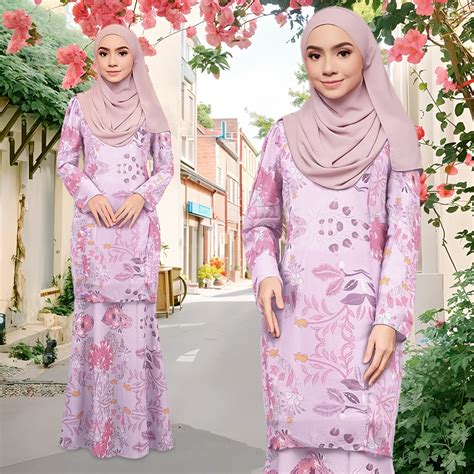 Afa Design Floral Baju Kurung Moden Payung Kain Chiffon Kurung Duyung