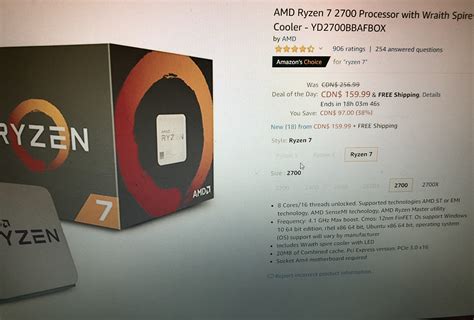 Amazon Ca Prime Day AMD Ryzen 7 3800X 8 Core 16 Thread Unlocked