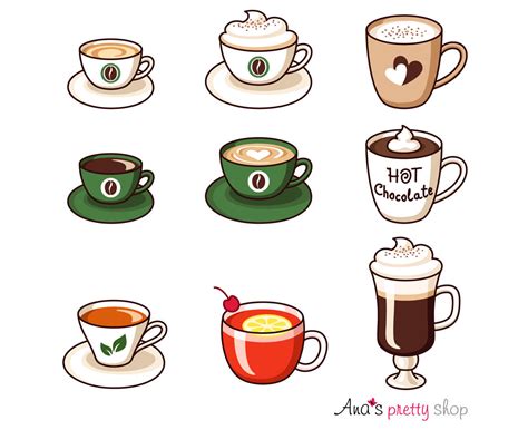 Hot Drinks Clipart, Cups Clipart, Espresso, American Coffee, Cappuccino ...