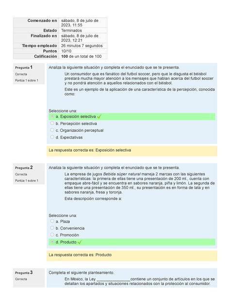 El An Lisis Del Consumidor Pregunta Correcta Punt A Sobre