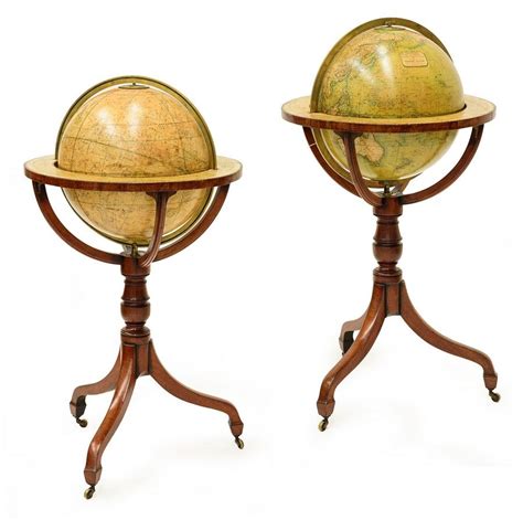 19th Century Newton Globes On Mahogany Stands Globes Terrestial