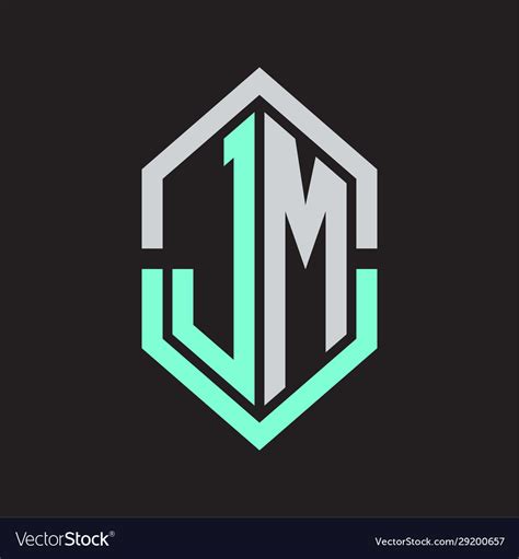 Jm Logo Monogram With Hexagon Shape And Outline Vector Image