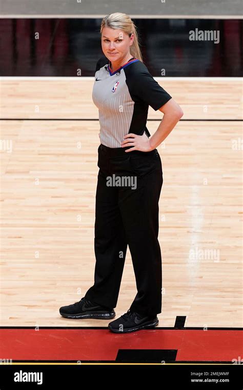 Nba Referee Jenna Schroeder 84 Stands On The Court During The First