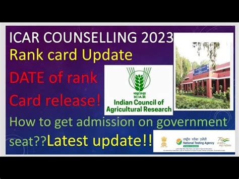 Icar Rank Card Latest Update Icar Counselling 2023 YouTube