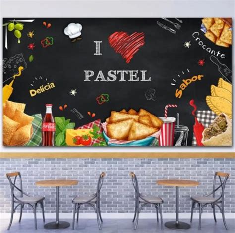 Adesivo Painel Papel Parede Restaurante Pastelaria Lanchonete Pastel