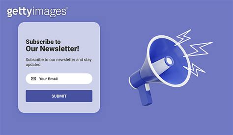 Subscribe To Newsletter Banner Template With Cartoon Megaphone And