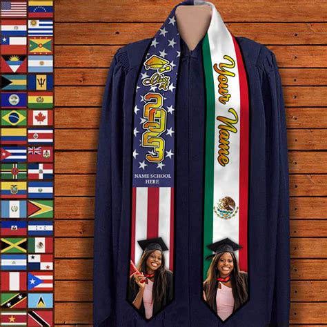 Personalized Country Flag Class Of 2023 Stoles Sash Graduation T Hm