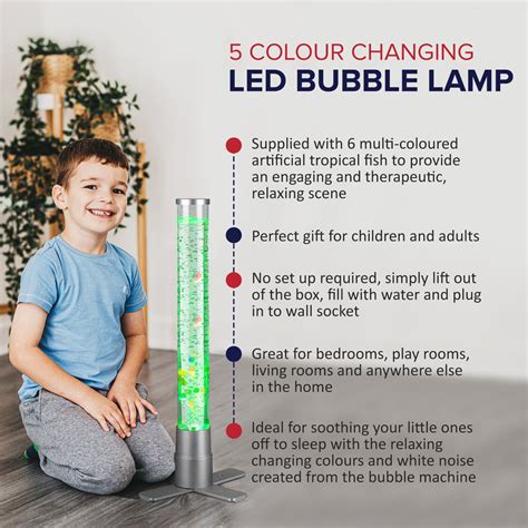 90cm LED Bubble Lamp RGB Colour Changing Novelty Light Tower Sensory