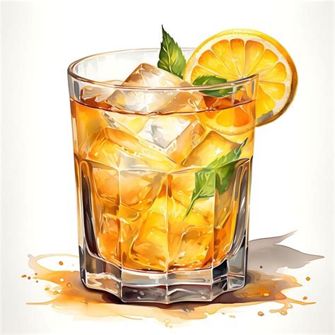 Premium Photo Watercolor Of Whisky Sour Drink A Classic Cocktail