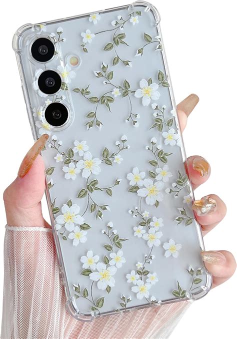 Ztofera For Samsung Galaxy S24 Fe Case Clear Cute Flower Pattern For Women Girls