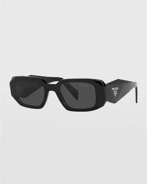 Prada Triangle Logo Bicolor Rectangle Sunglasses Neiman Marcus