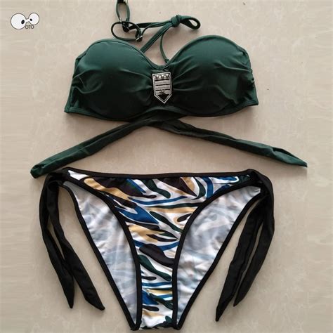 Sexy Criss Cross Bikini 2018 Bandage Brazilian Swimsuit Women Padded