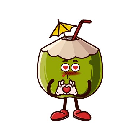 Cute coconut character with love emoji 2468183 Vector Art at Vecteezy