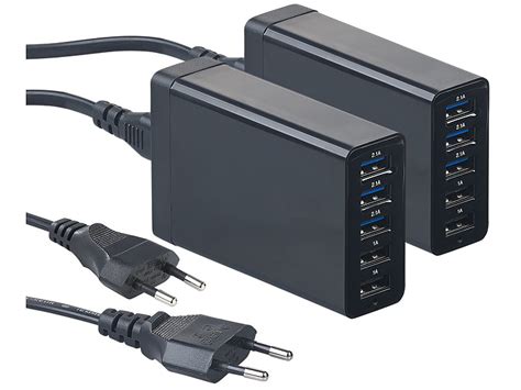 revolt Mehrfach USB Ladegerät 2er Set 5 Port USB Netzteil mit