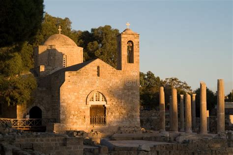 Ancient Church and Ruins on Sunset Stock Photo - Image of column ...