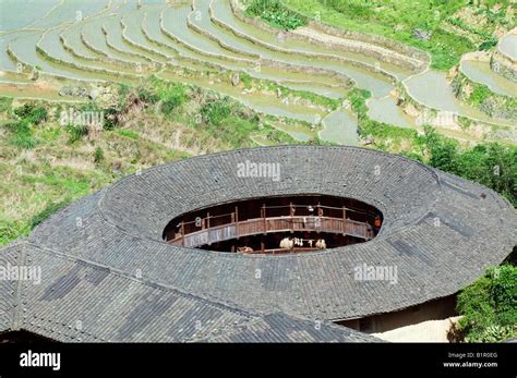 China Fujian Province Hakka Tulou Round Earth Buildings On The Unesco