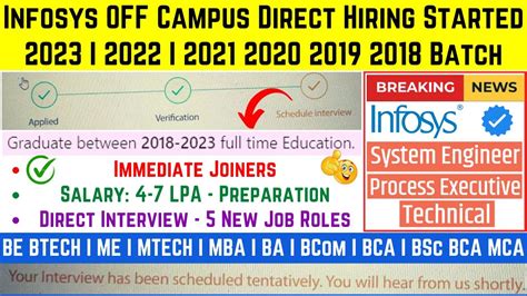 Finally Infosys OFF Campus Direct Hiring Started For 2023 2022