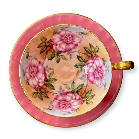 Pink Aynsley Cabbage Rose China Tea Cup Saucer Oban Shape Etsy