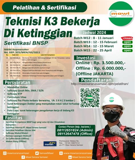 Teknisi K Bekerja Di Ketinggian Sertifikasi Bnsp