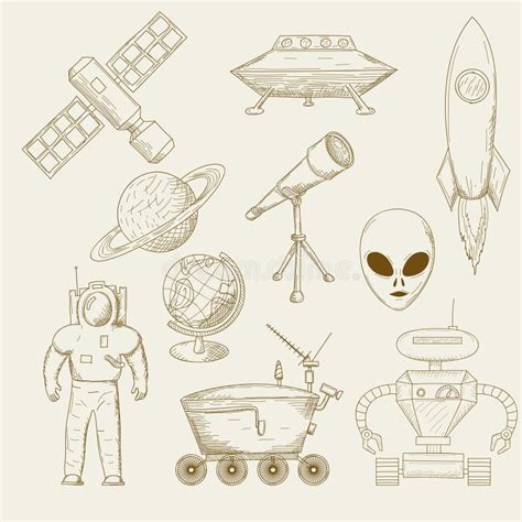 Outer Space Sketch Doodle Set Stock Vector Illustration Of Sketch