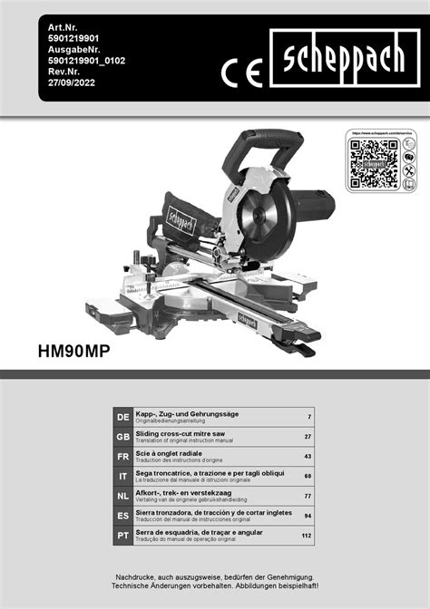 Scheppach Hm Mp Translation Of Original Instruction Manual Pdf