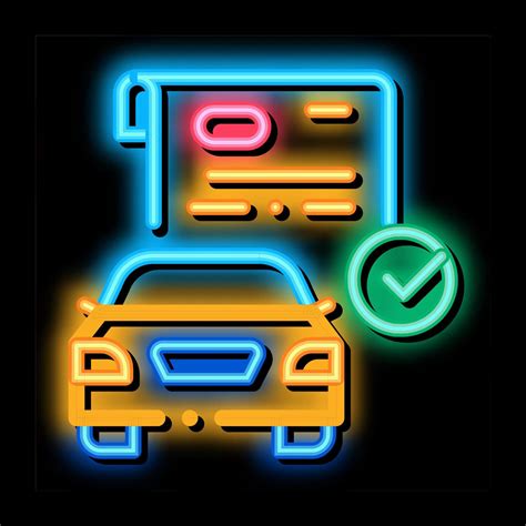 Checked Documents For Car Neon Glow Icon Illustration 17779439 Vector