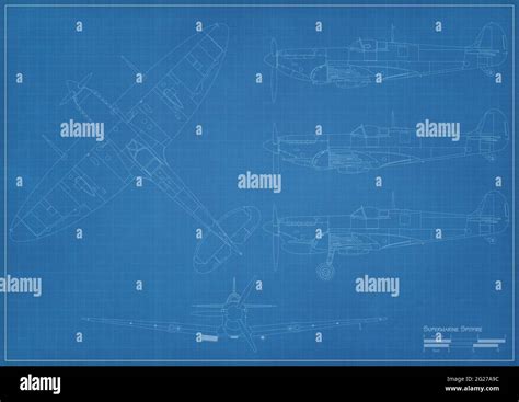 Blueprint of a Supermarine Spitfire fighter plane Stock Photo - Alamy