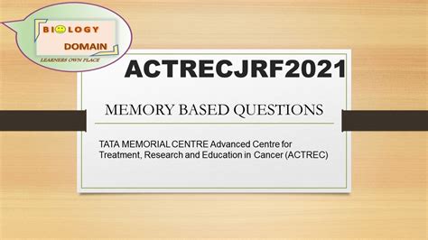 Actrec Jrf Ii Exam Pattern Ii Memory Based Questions Youtube