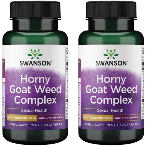 Swanson Horny Goat Weed Complex With Tribulus And Maca 60 Caps 2 Pack