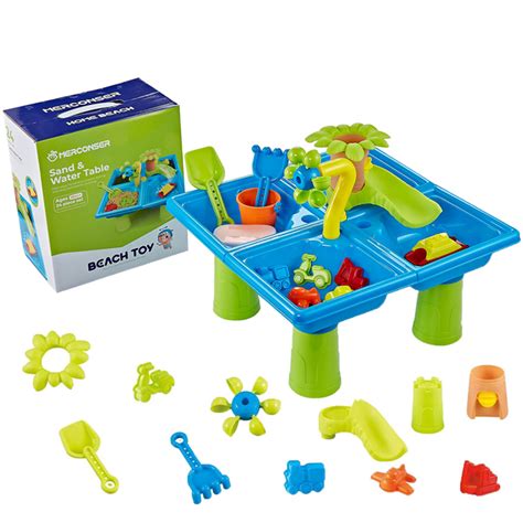 Shetinar Sand Water Table for Toddlers, 4 in 1 Sand Table and Water Play Table, Kids Table ...