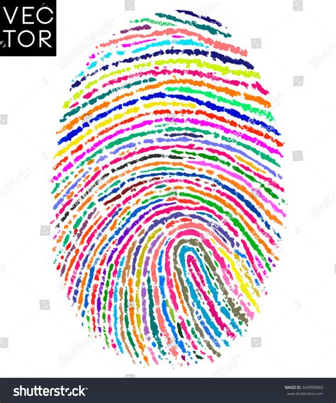 Colorful Fingerprint Finger Print Vector Illustration Stock Vector