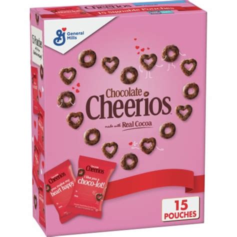 General Mills Chocolate Cheerios Happy Heart Shapes Bag Cereal 15 Ct